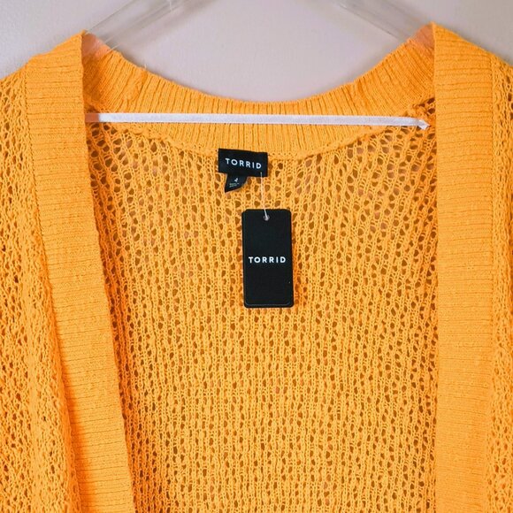 NEW Torrid Yellow Cardigan 4X Short Sleeved Sweater - Picture 2 of 9